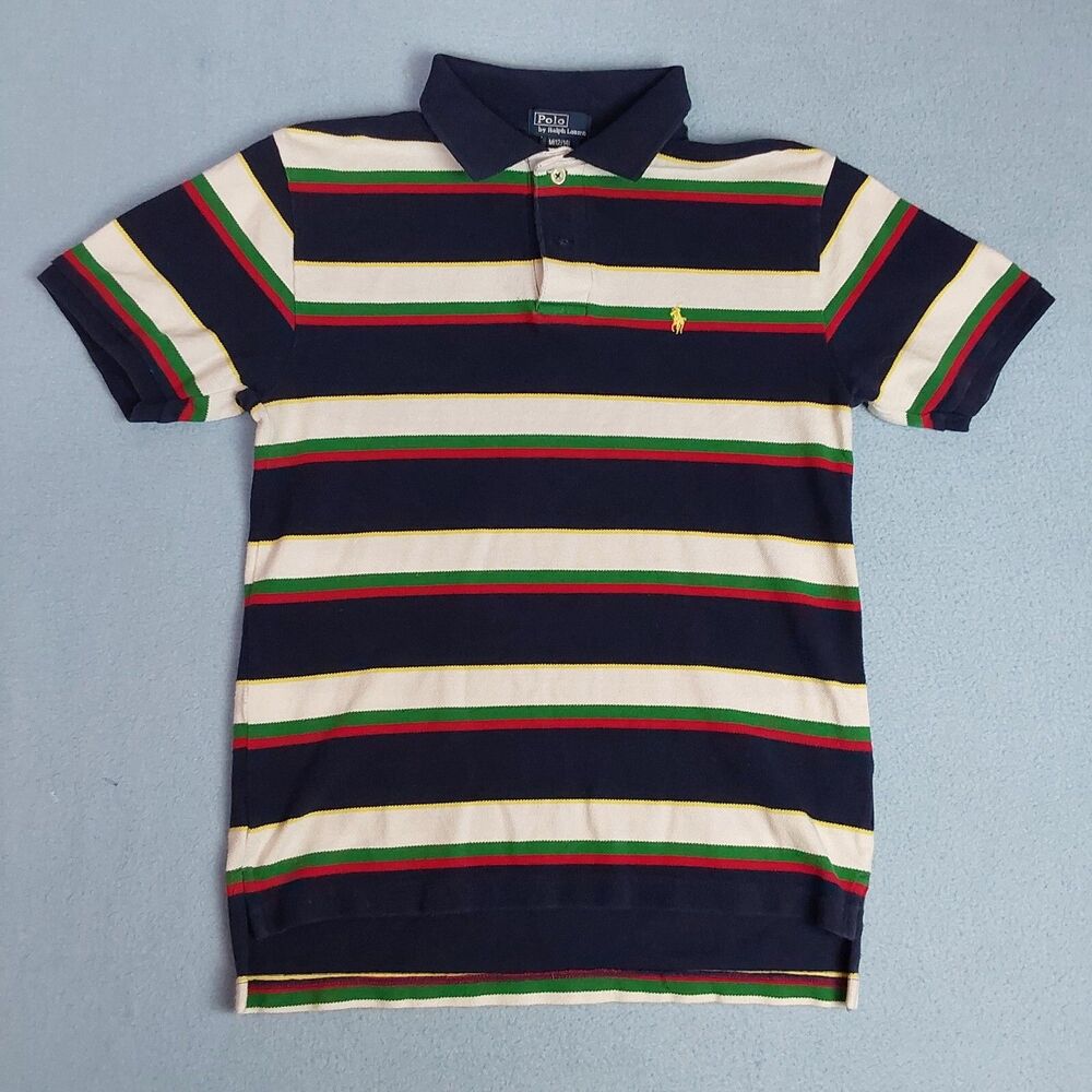 Polo Ralph Lauren Boys M 12/14 Multicolor Striped Short Sleeve Polo Shirt